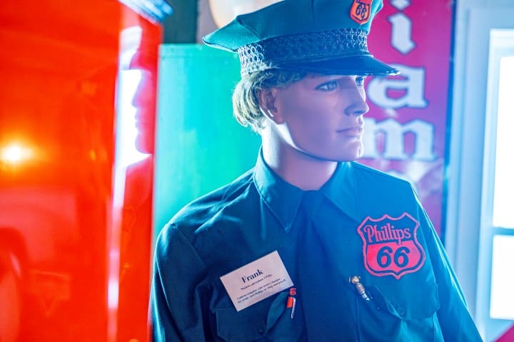 A Mannequin in a Vintage Gas Station Uniform